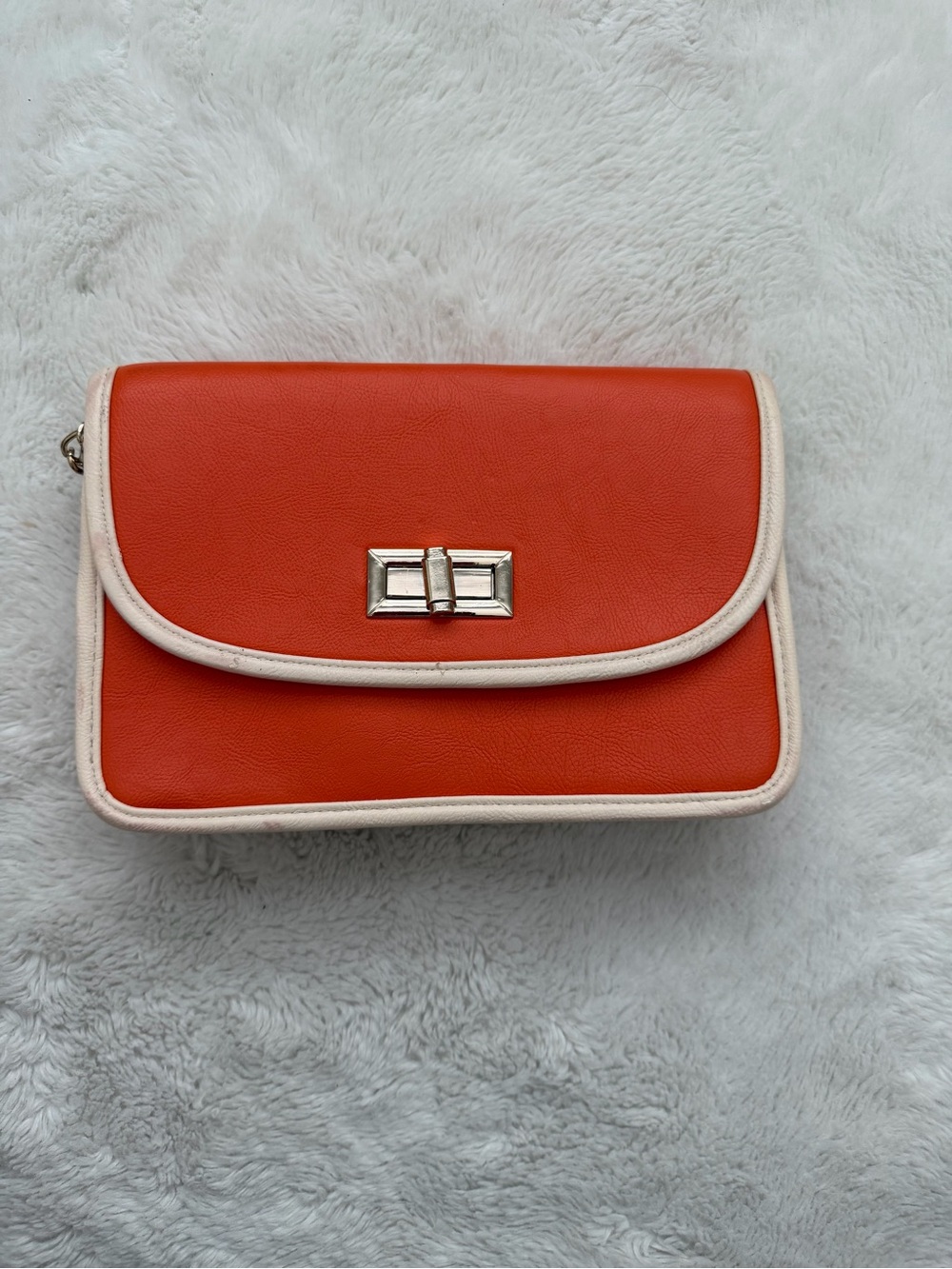 Orange Crossbody Bag with Cream Trim - Unbranded